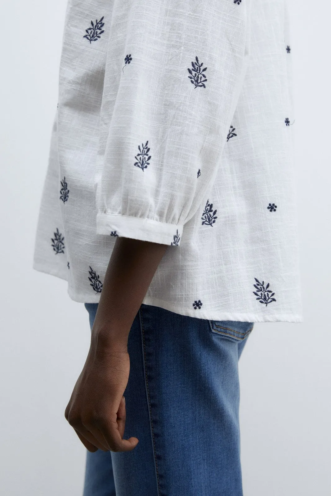 Buttons raglan blouse - Blue Acid