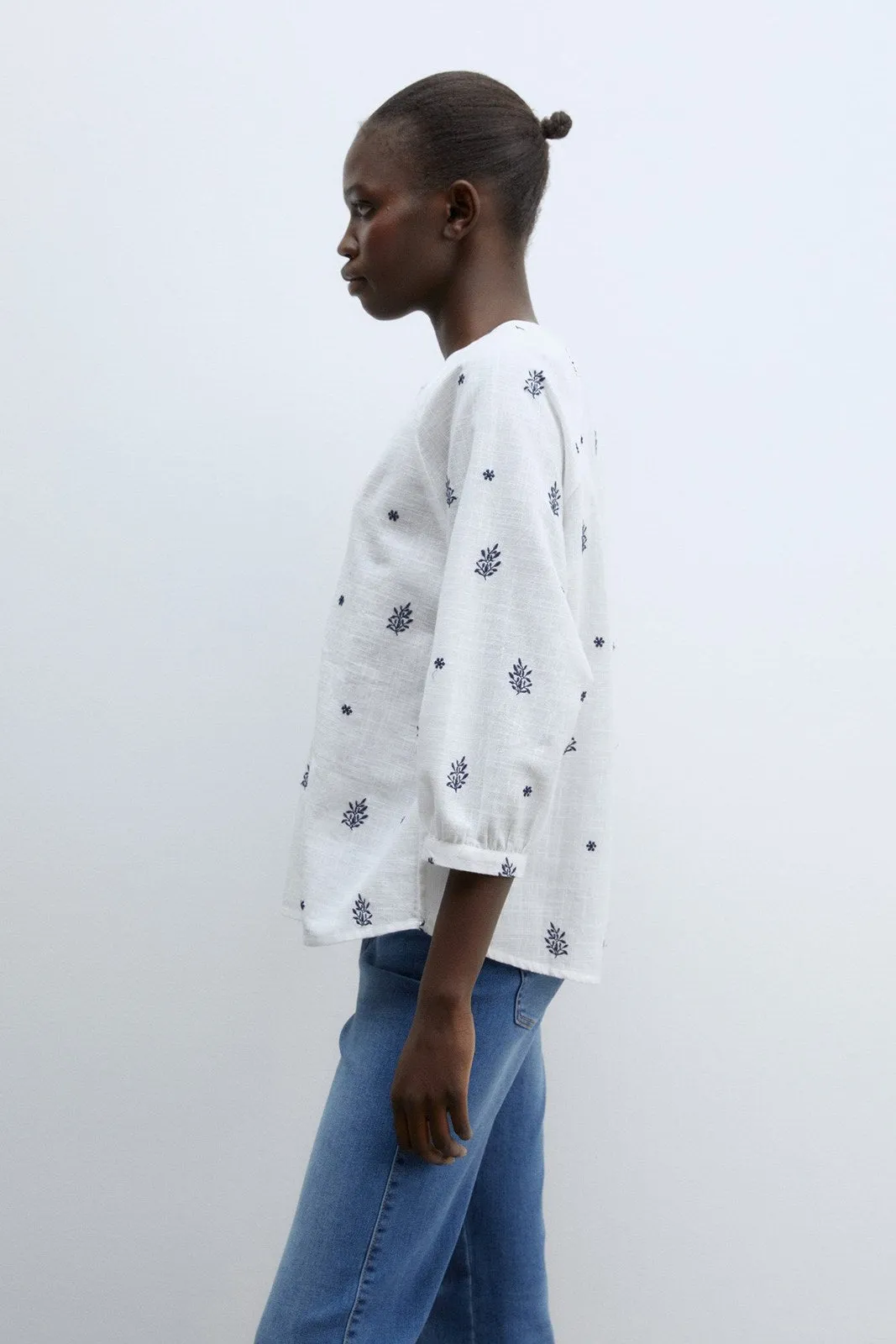 Buttons raglan blouse - Blue Acid