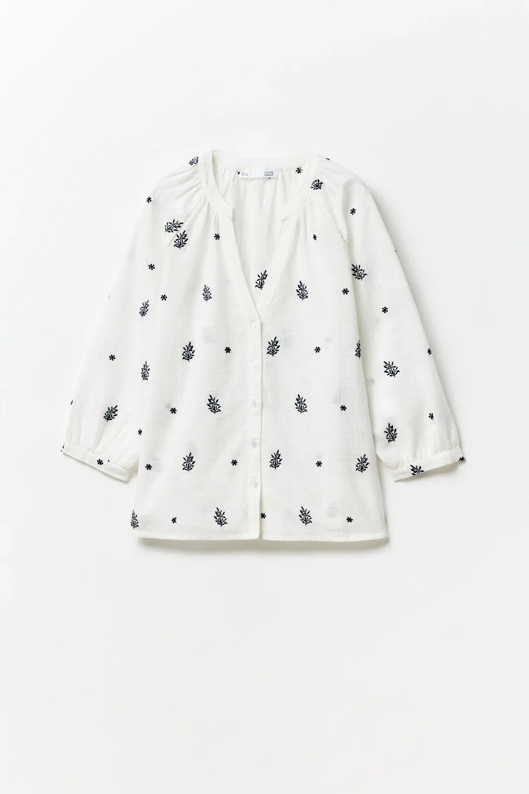 Buttons raglan blouse - Blue Acid