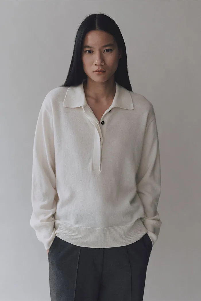 CASHMERE BLEND POLO SWEATER