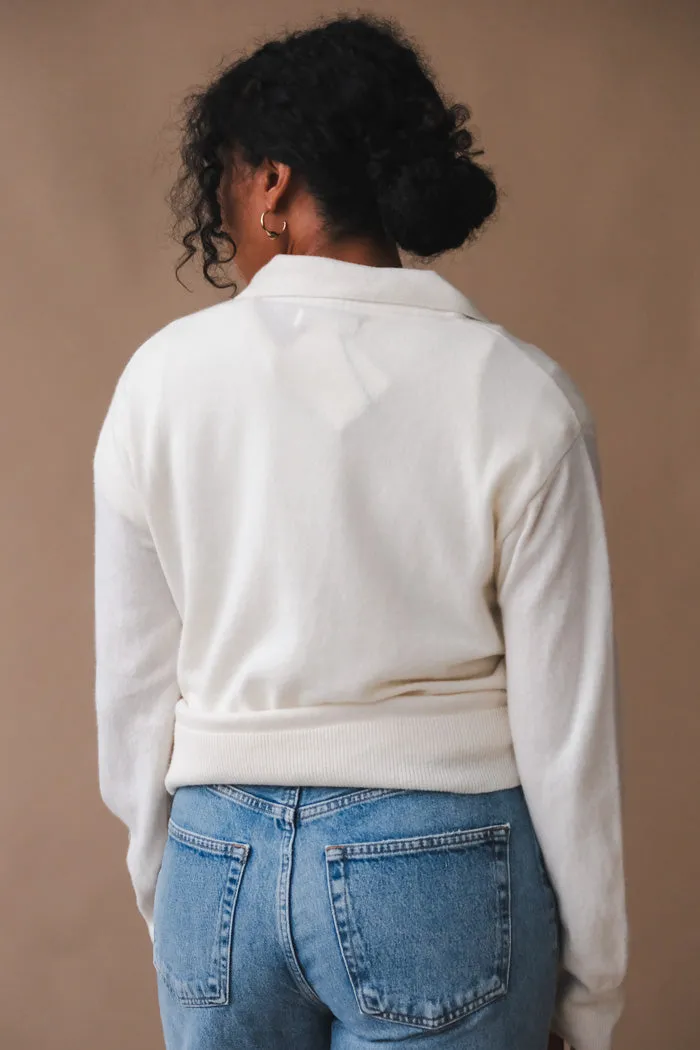 CASHMERE BLEND POLO SWEATER