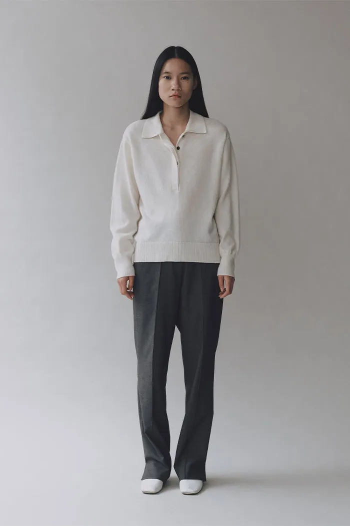 CASHMERE BLEND POLO SWEATER