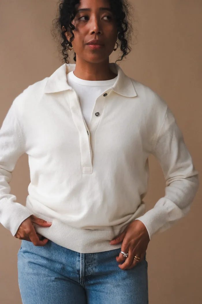 CASHMERE BLEND POLO SWEATER