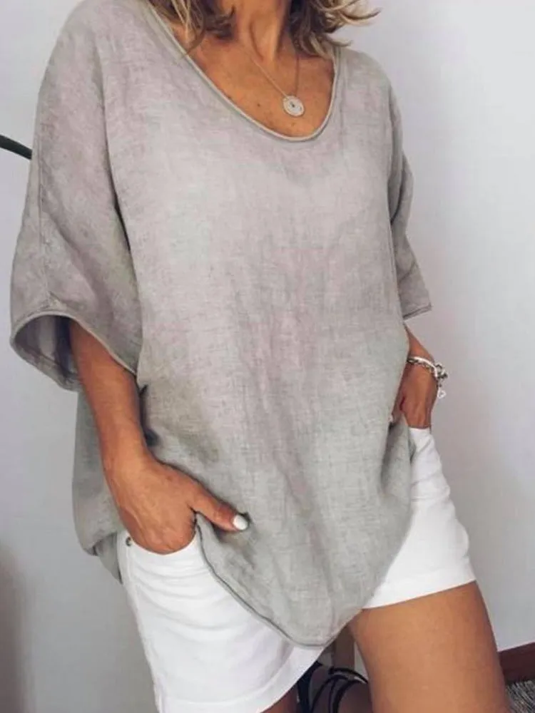 Casual V-neck Solid Blouse