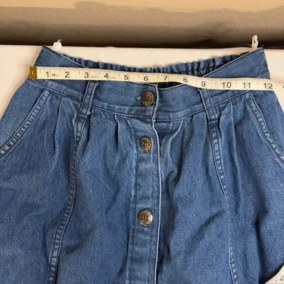 Cherokee Vintage  Full Button Down Denim Midi Skirt with Pockets Size 10