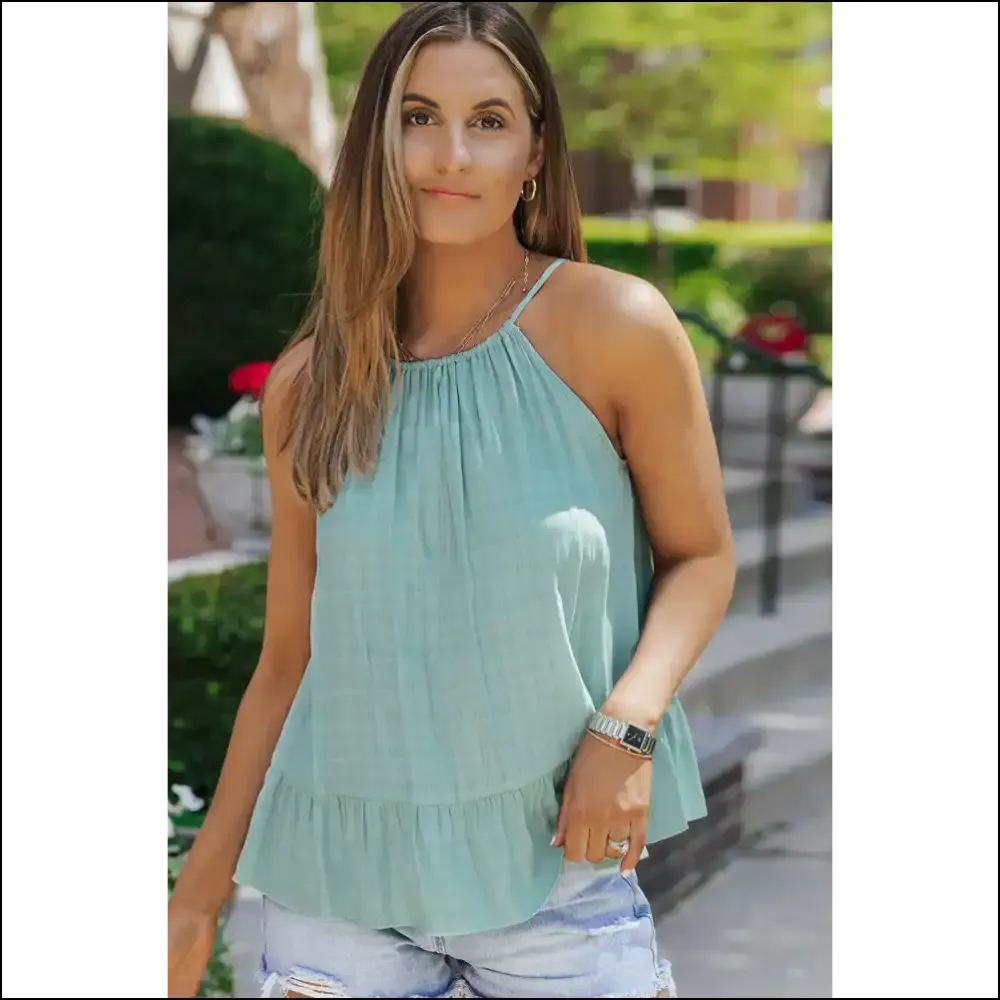 Chic Round Neck Tied Peplum Cami