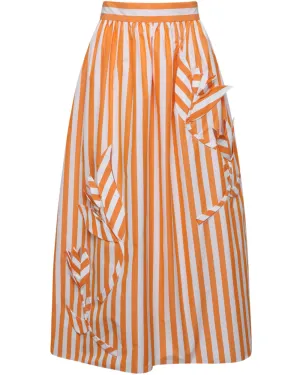 Clementine and White Stripe Aline Skirt