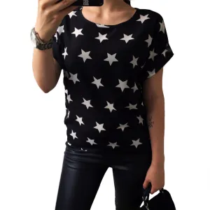 Colorful Apparel Print O-Neck Tropical Chiffon Women Blouses Short Batwing Sleeve Plus Size Shirt Body