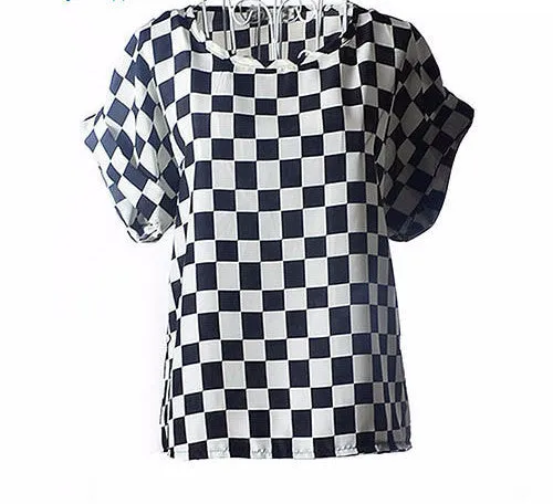 Colorful Apparel Print O-Neck Tropical Chiffon Women Blouses Short Batwing Sleeve Plus Size Shirt Body