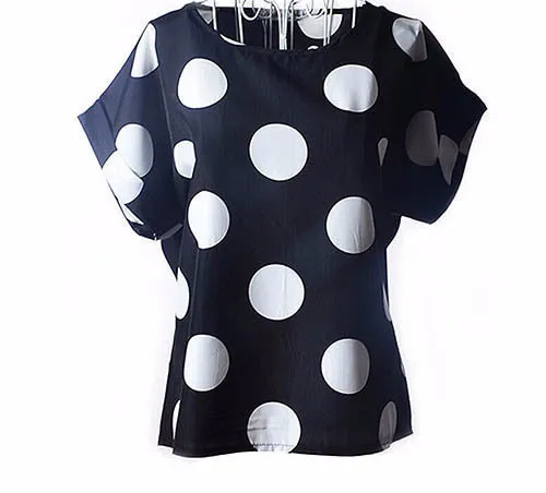 Colorful Apparel Print O-Neck Tropical Chiffon Women Blouses Short Batwing Sleeve Plus Size Shirt Body