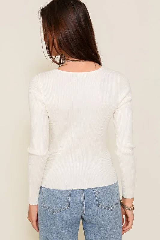 Cut Out Long Sleeve Sweater Top (Various Colors), Timing