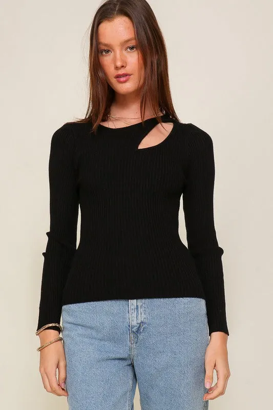 Cut Out Long Sleeve Sweater Top (Various Colors), Timing