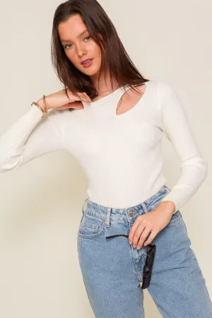 Cut Out Long Sleeve Sweater Top (Various Colors), Timing