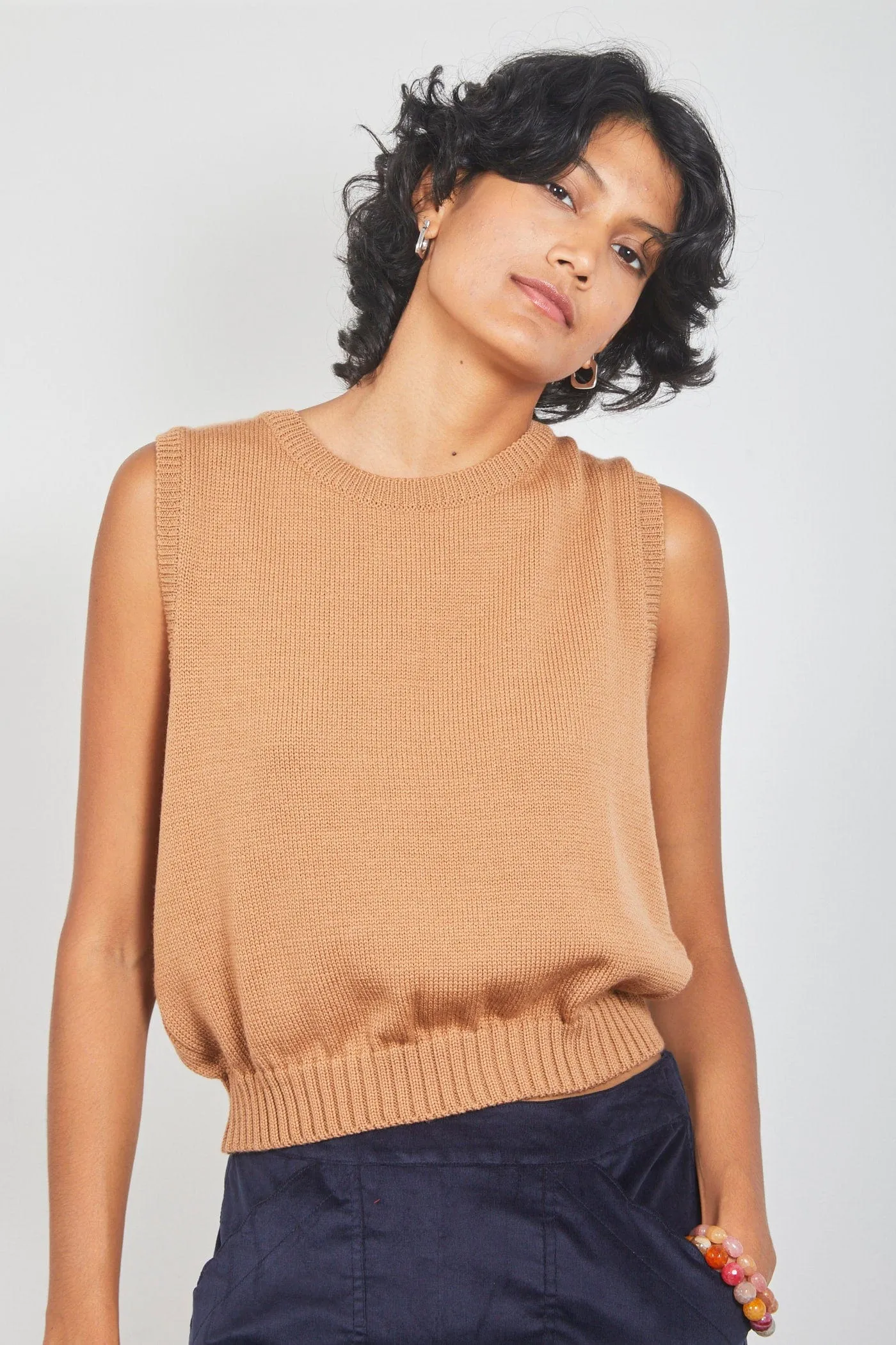 Dalston Valentina Vest Tan Merino