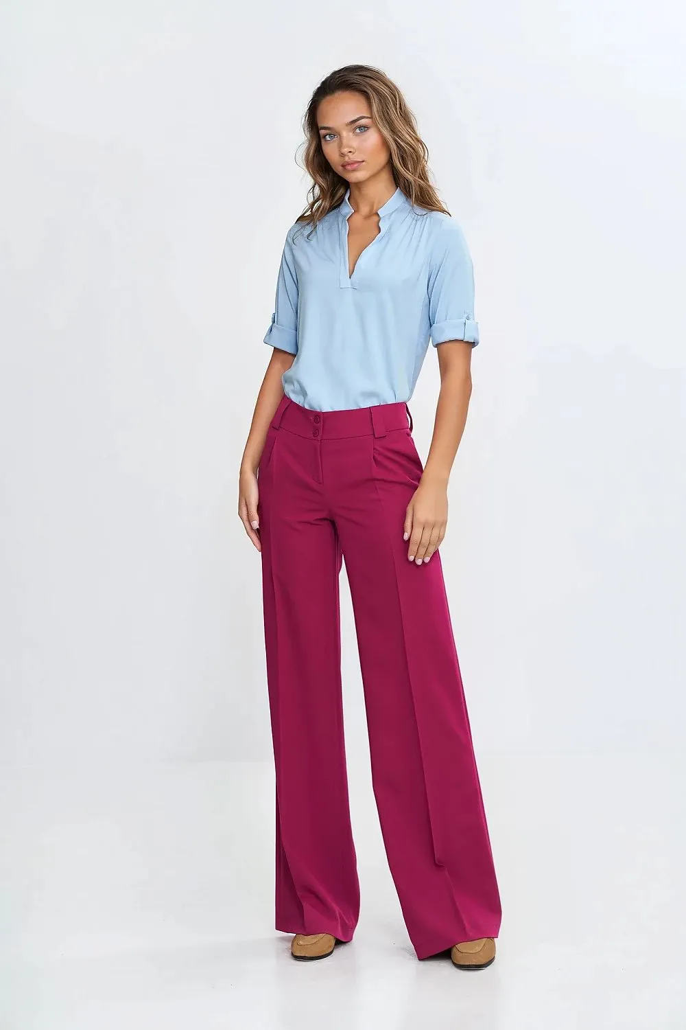 Delicate Pleated V-Neck Blouse