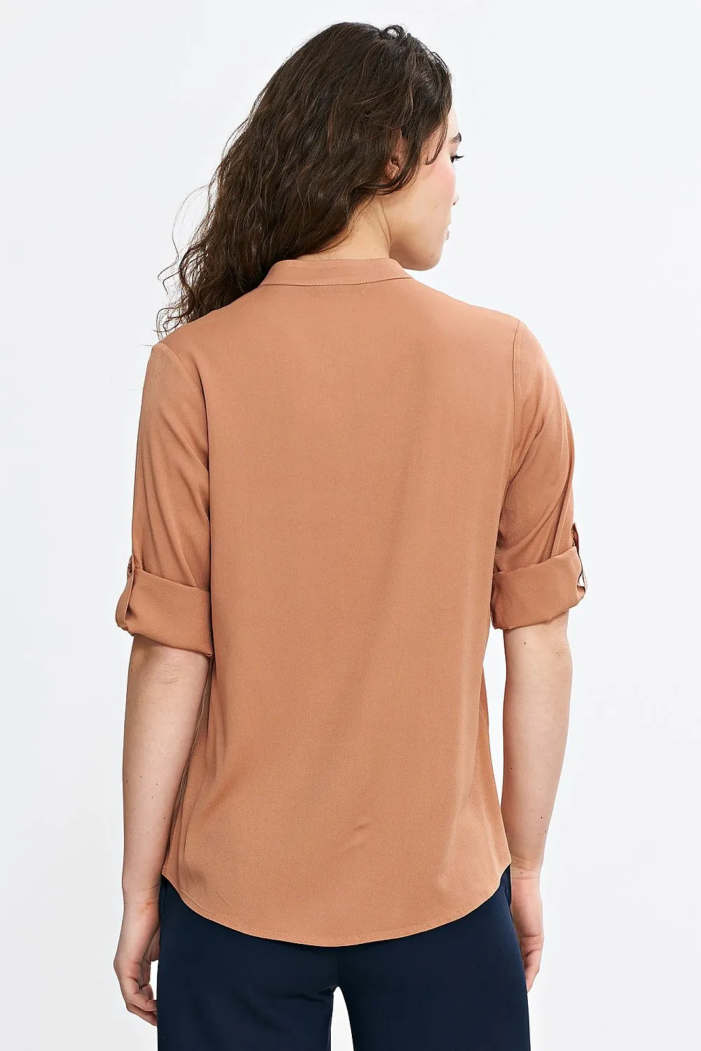 Delicate Pleated V-Neck Blouse