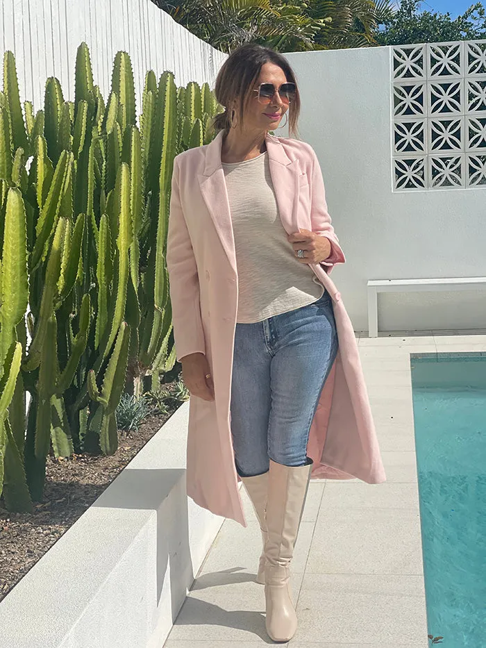 Double Breasted Coat - Blush