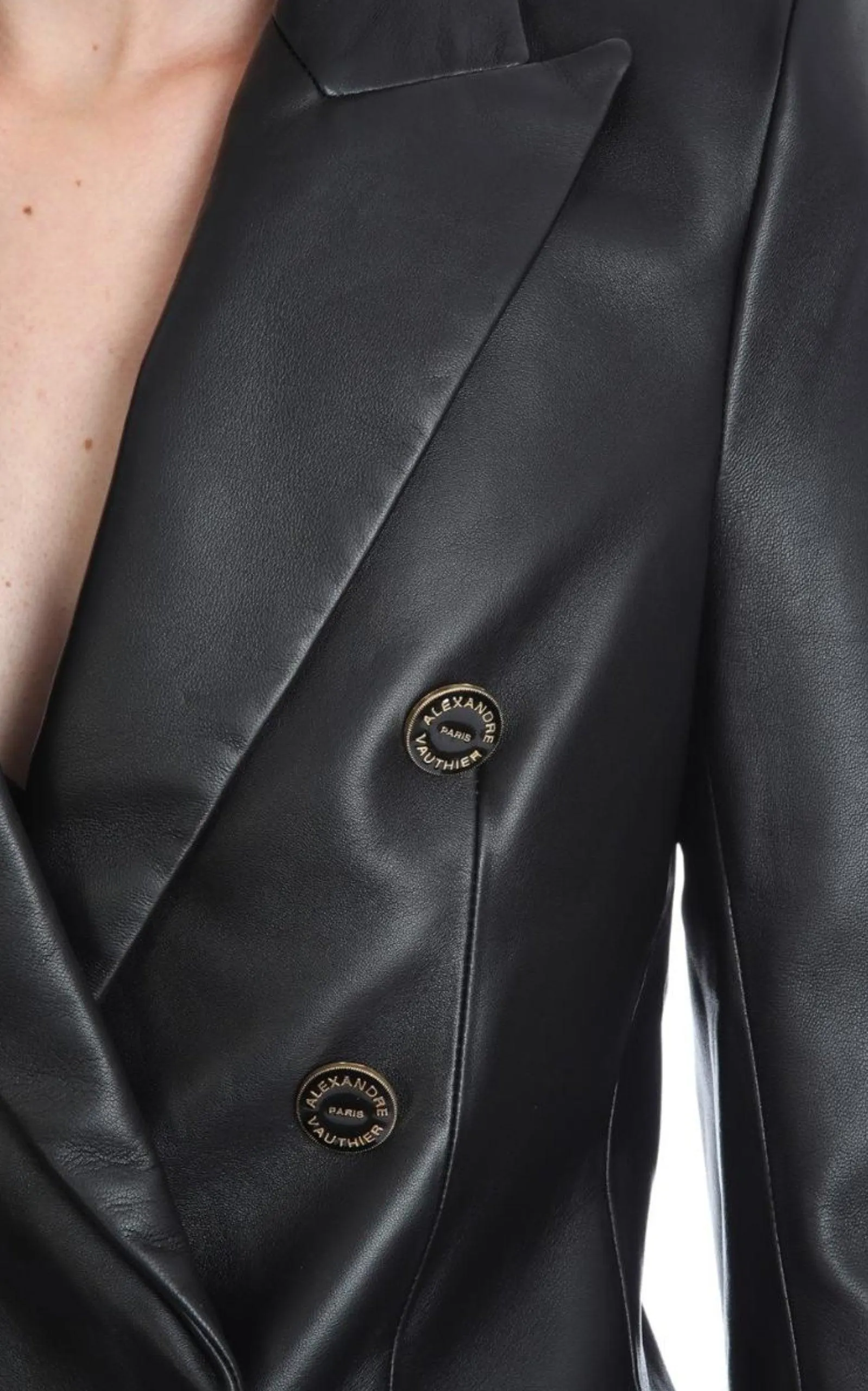 Double-breasted Leather Blazer