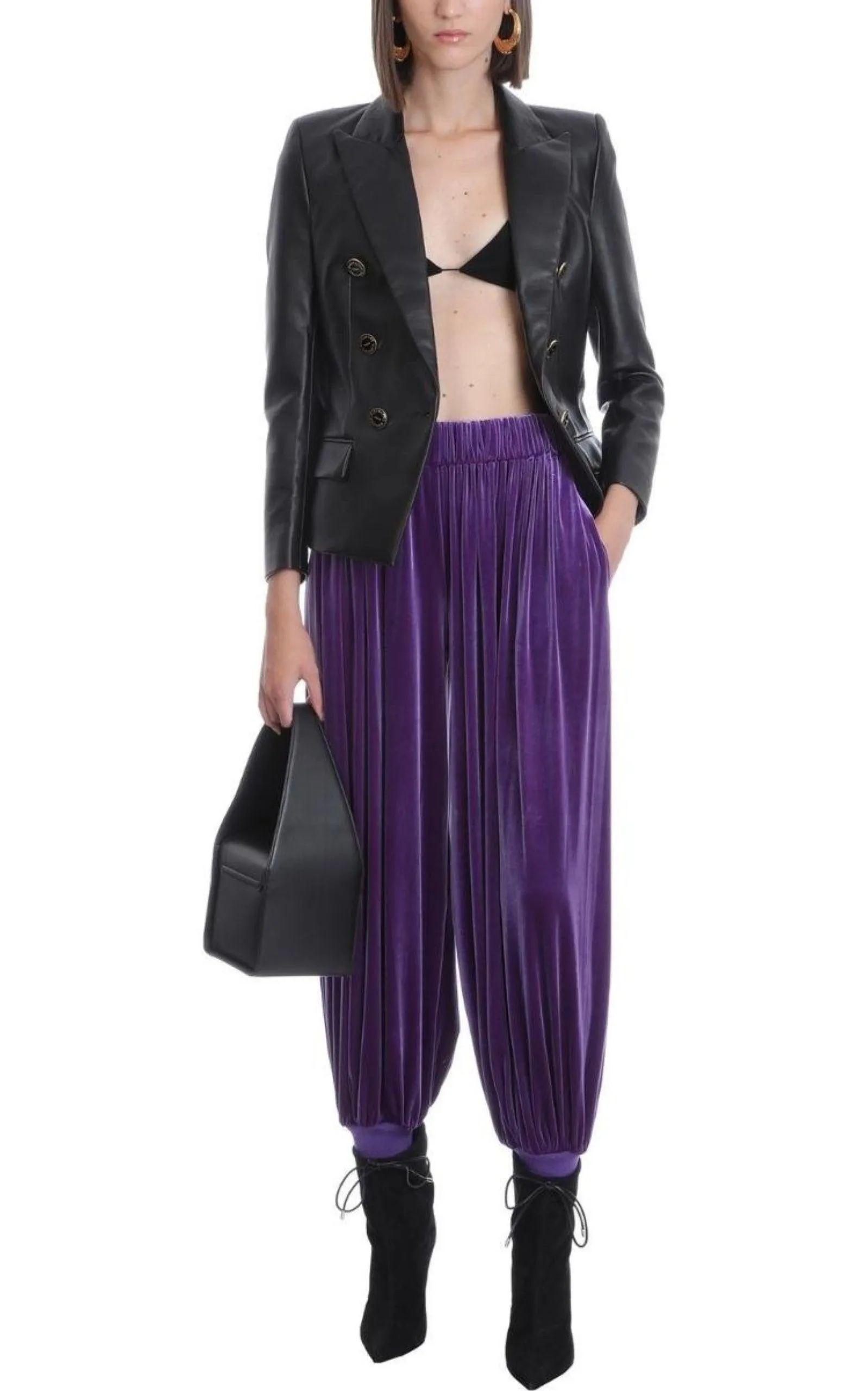 Double-breasted Leather Blazer