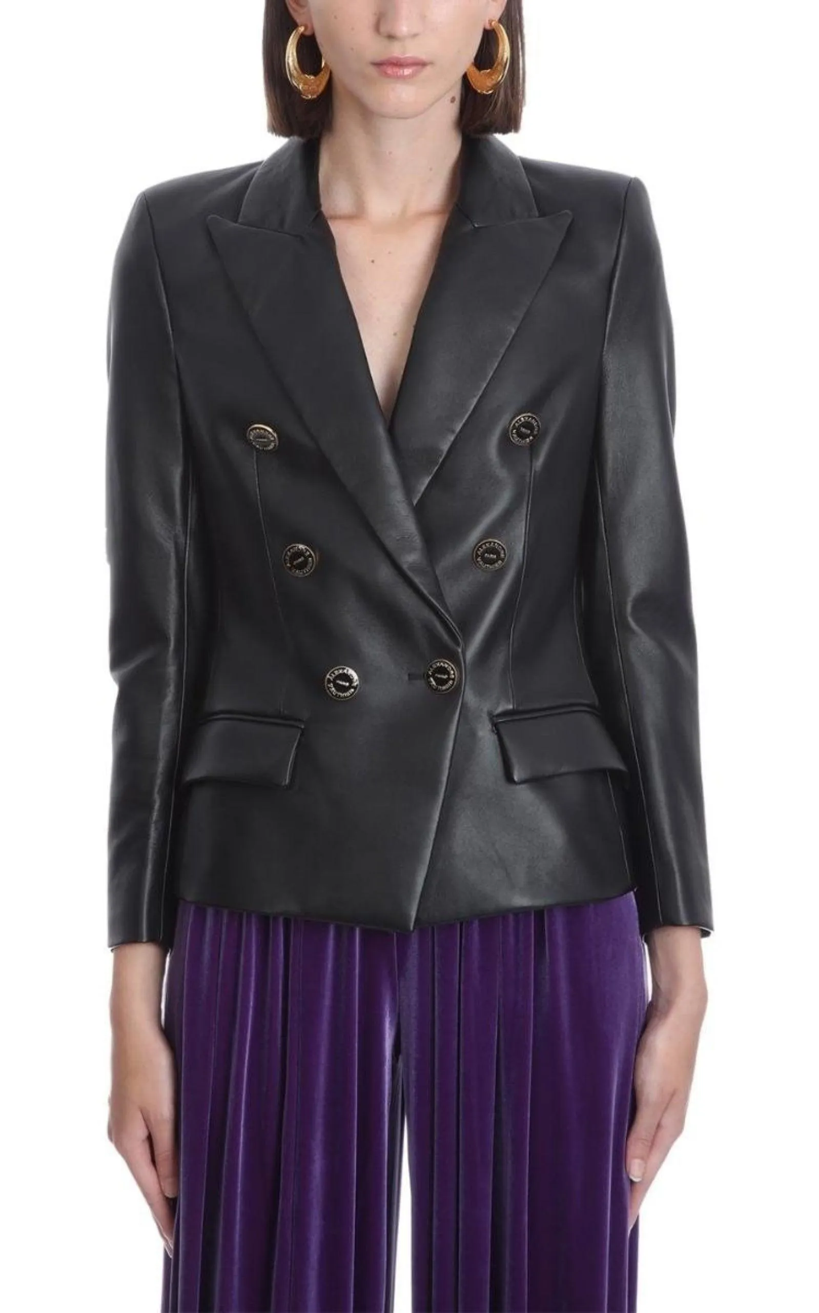 Double-breasted Leather Blazer
