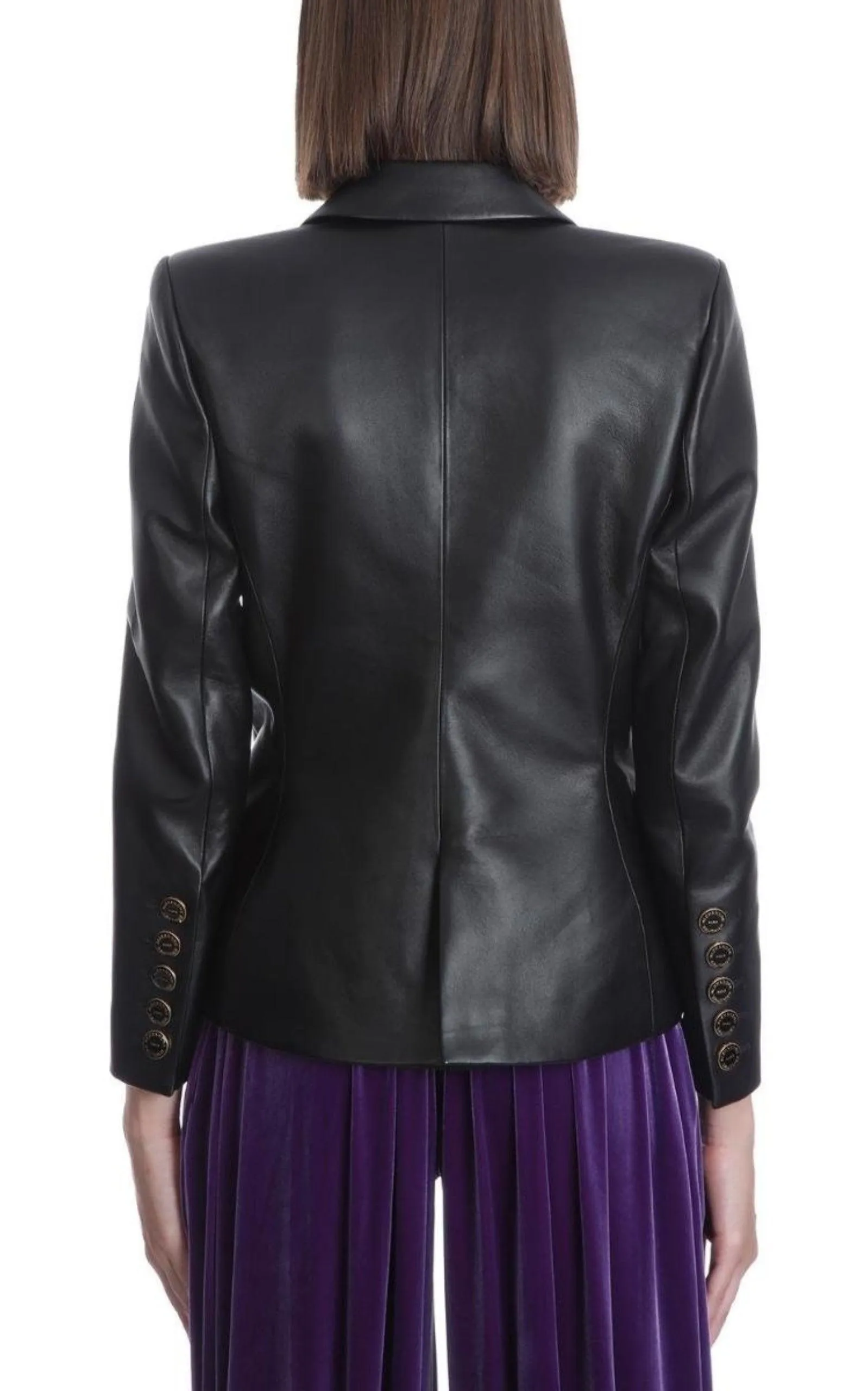 Double-breasted Leather Blazer