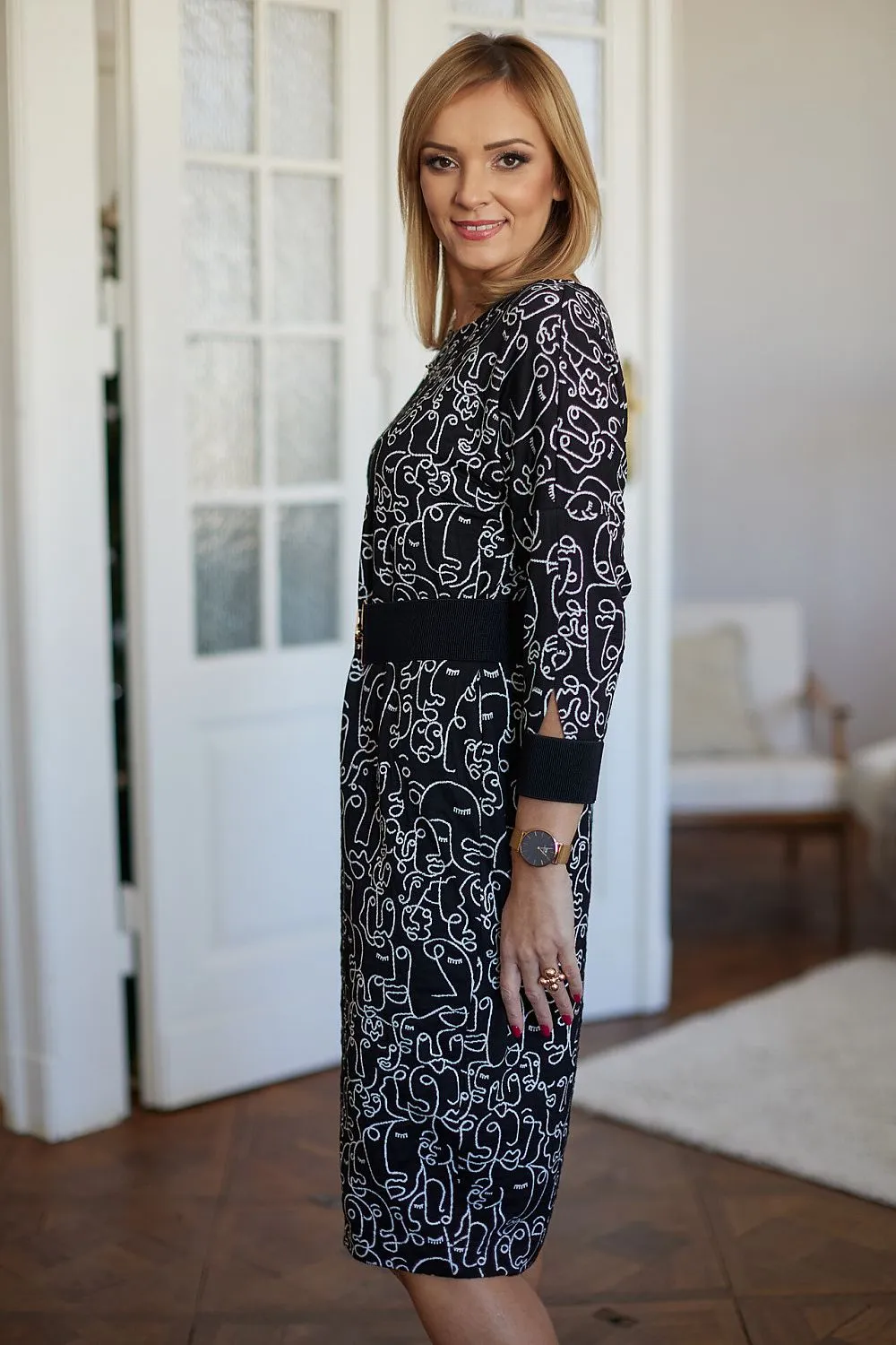 Draped Kimono Midi Dress