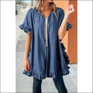 Dusk Blue Ruffle Edge Chambray: Kimono? More Like Kim-yes-no! Needful Things 😎