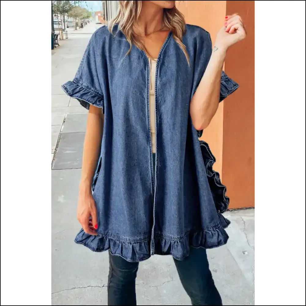 Dusk Blue Ruffle Edge Chambray: Kimono? More Like Kim-yes-no! Needful Things 😎