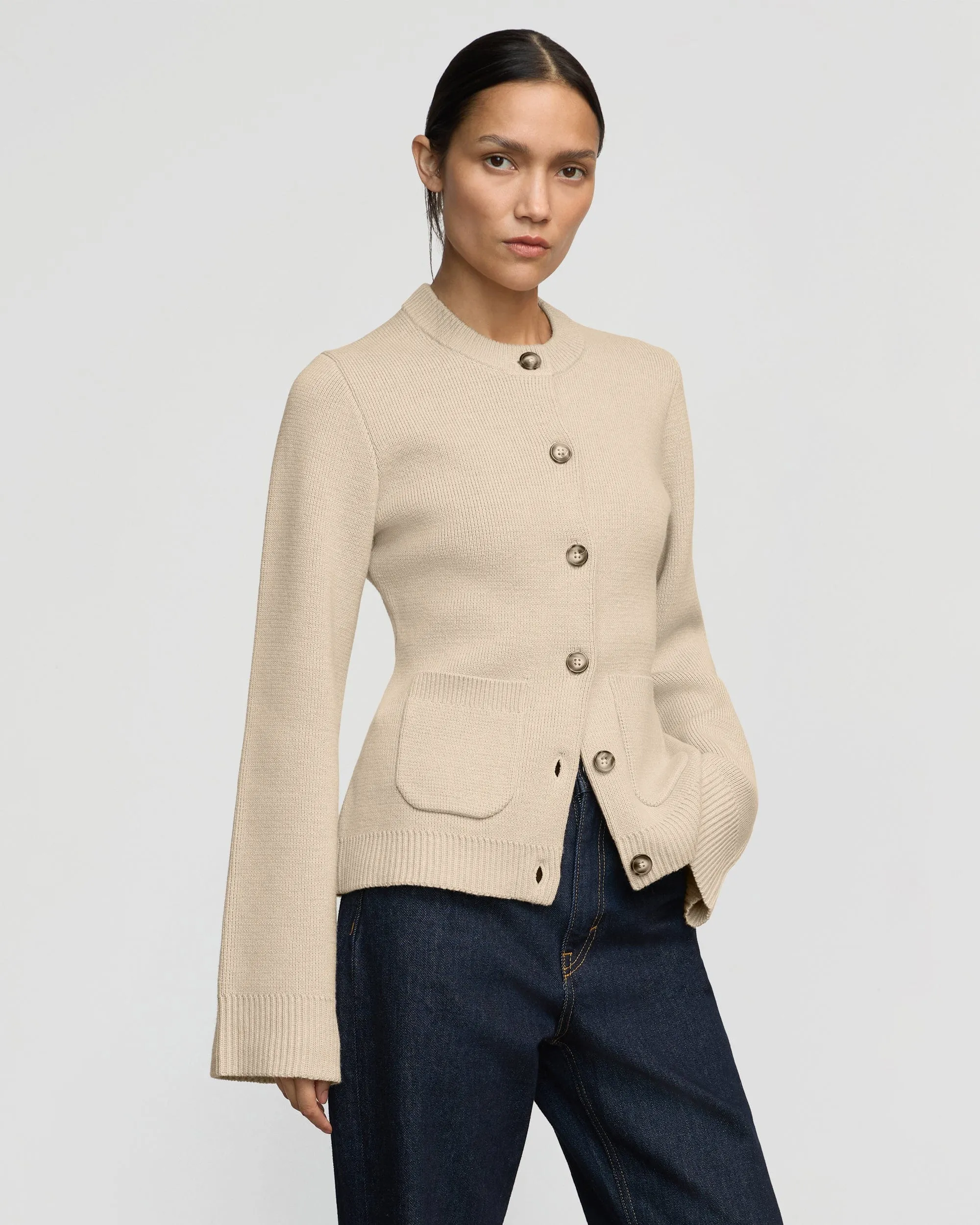 Eames Organic Cotton-Wool Button Cardigan