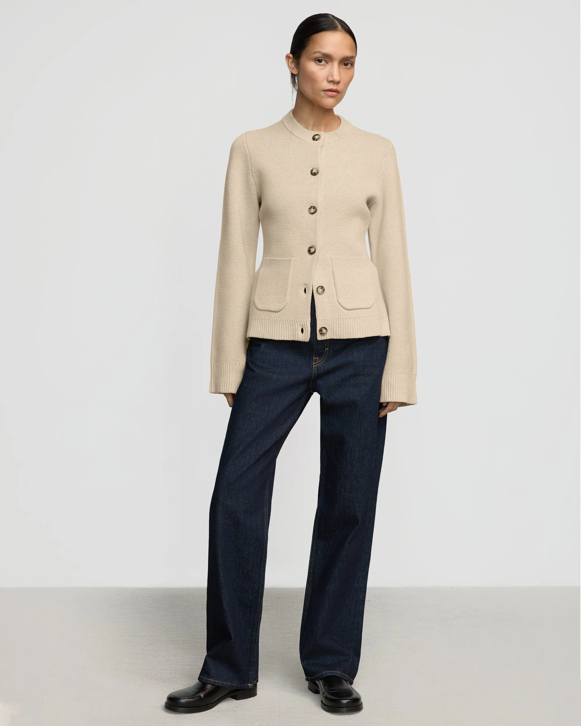 Eames Organic Cotton-Wool Button Cardigan