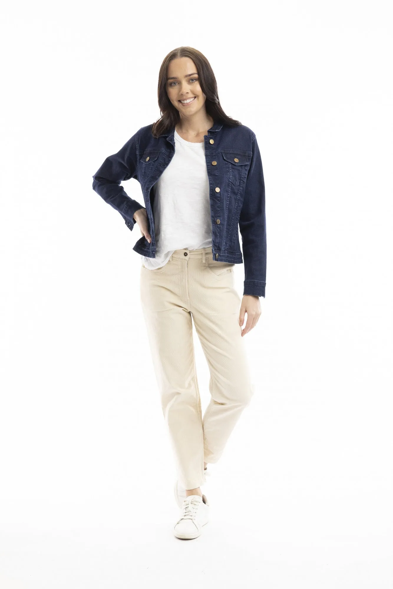 Ecru Solid Cord Jeans
