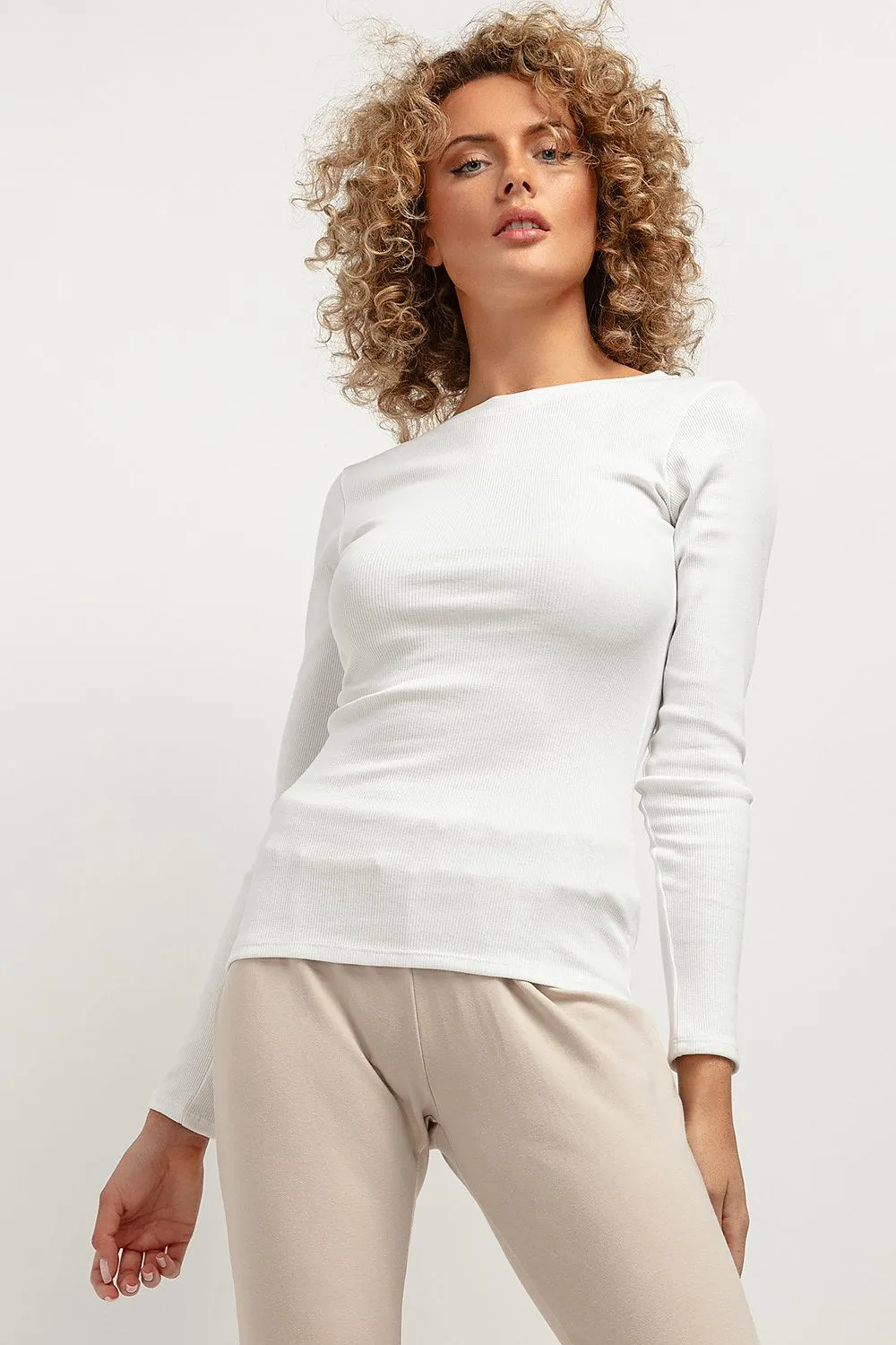 Elegant Boat Neck Fitted Blouse