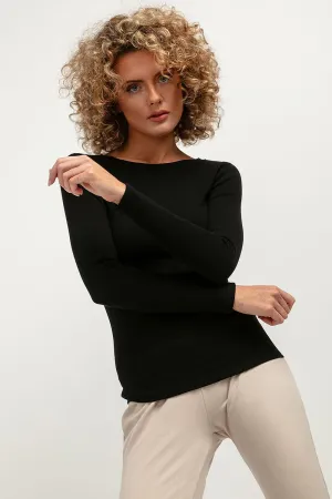 Elegant Boat Neck Fitted Blouse