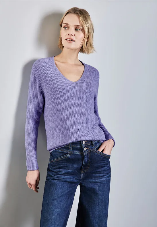 Erika V Neck Jumper | Viola Lilac Melange