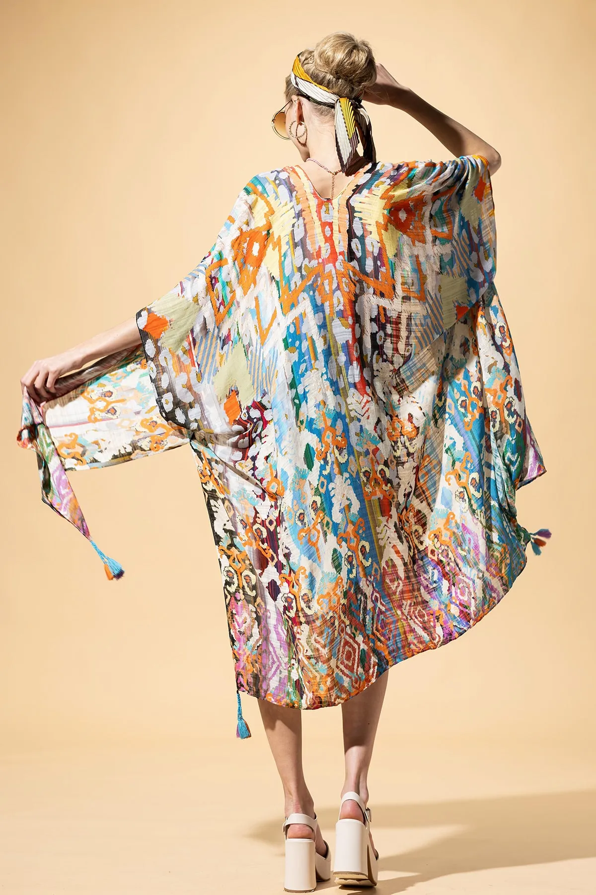 Ethnique Jacquard Tassel Kimono