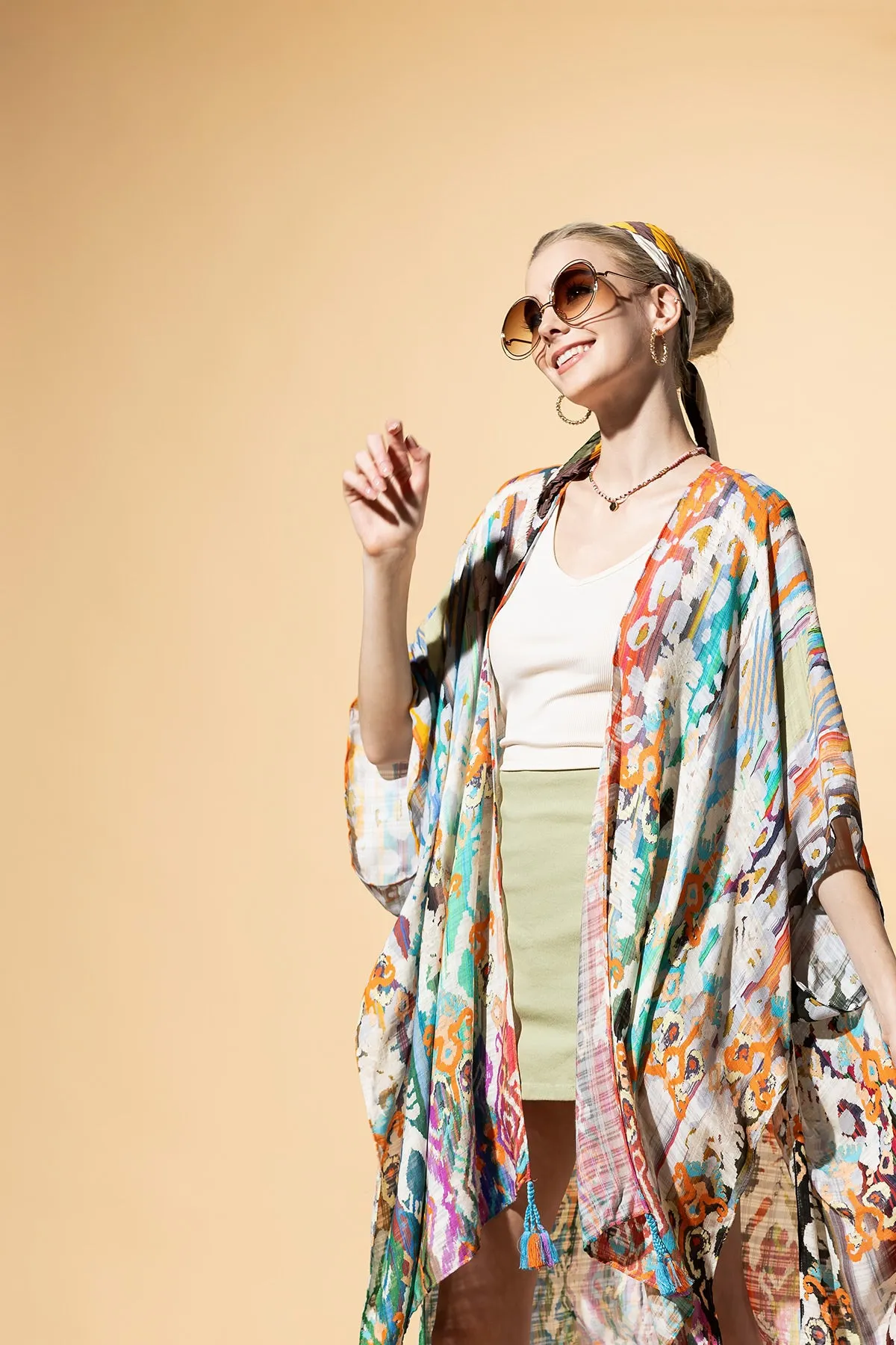 Ethnique Jacquard Tassel Kimono