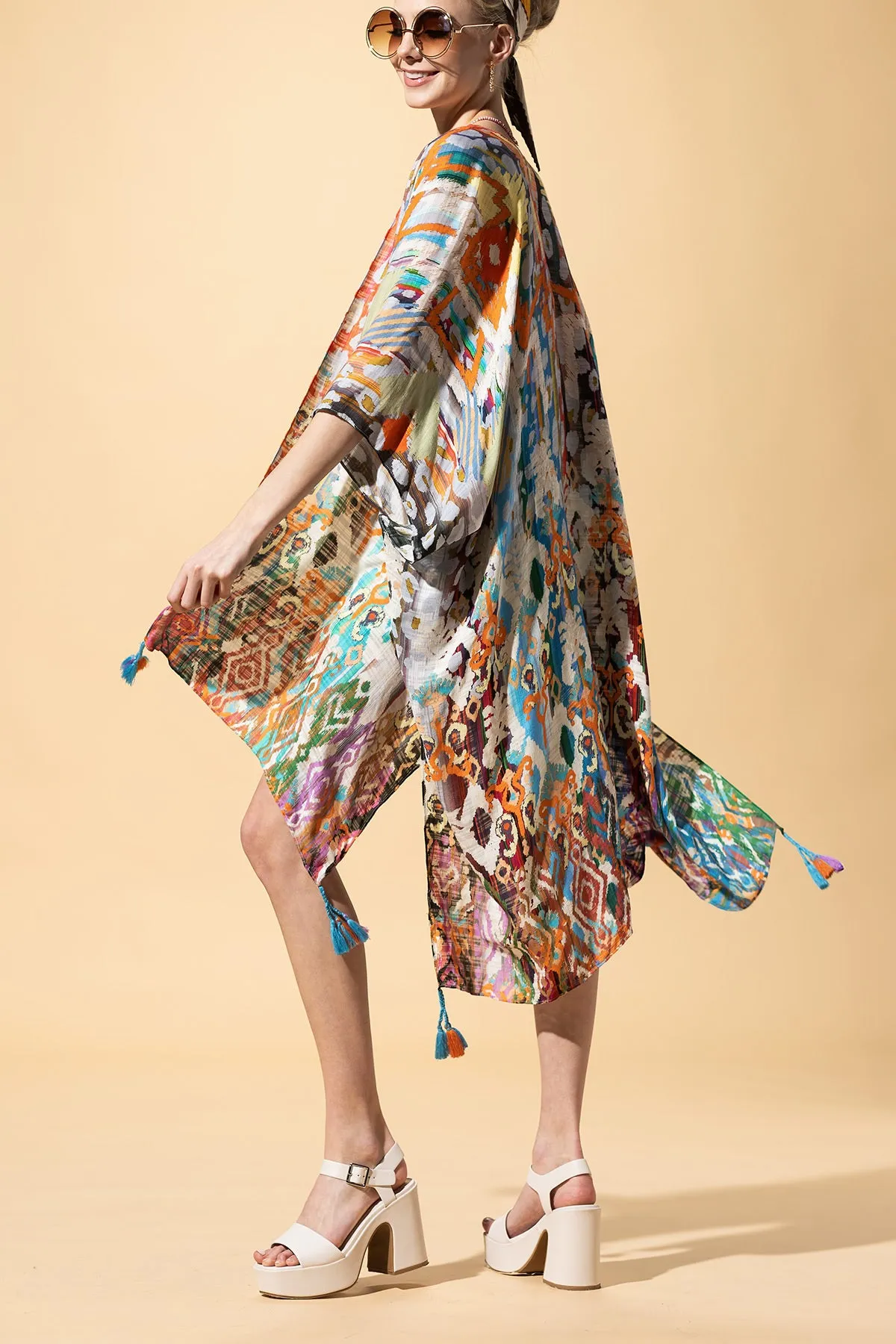 Ethnique Jacquard Tassel Kimono