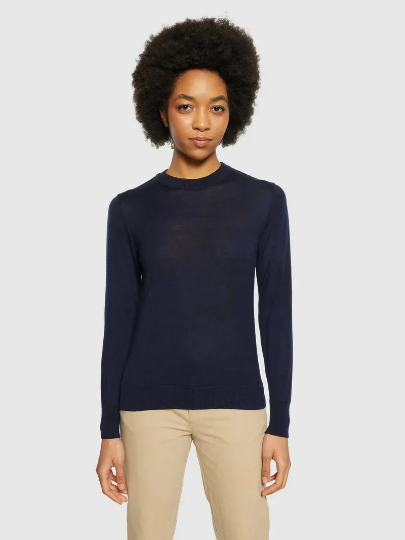 Fine merino crew neck total eclipse (navy)