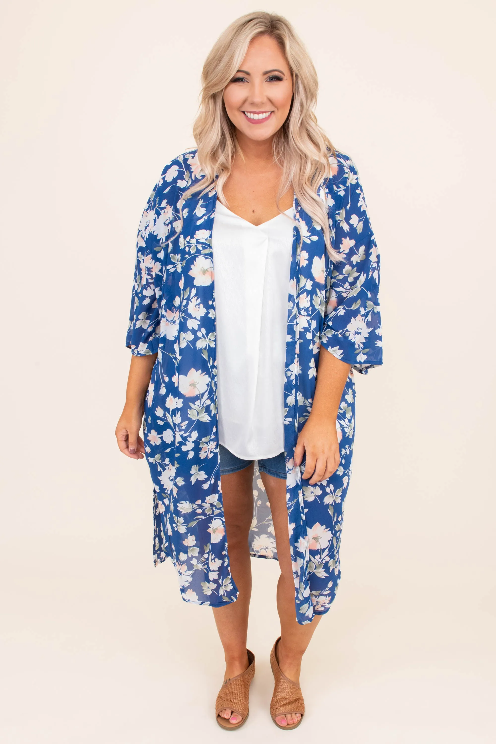 Fire And Rain Kimono, Blue