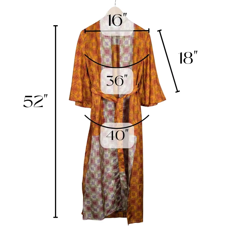 Flared Sleeve Side Slit Up-cycled Sari Kimono