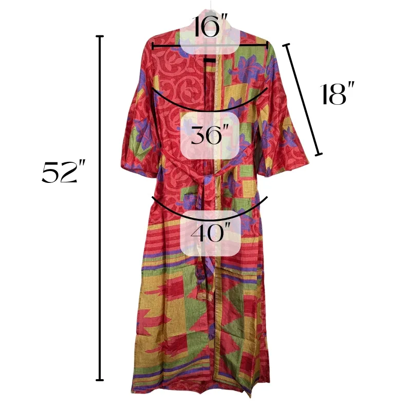 Flared Sleeve Side Slit Up-cycled Sari Kimono