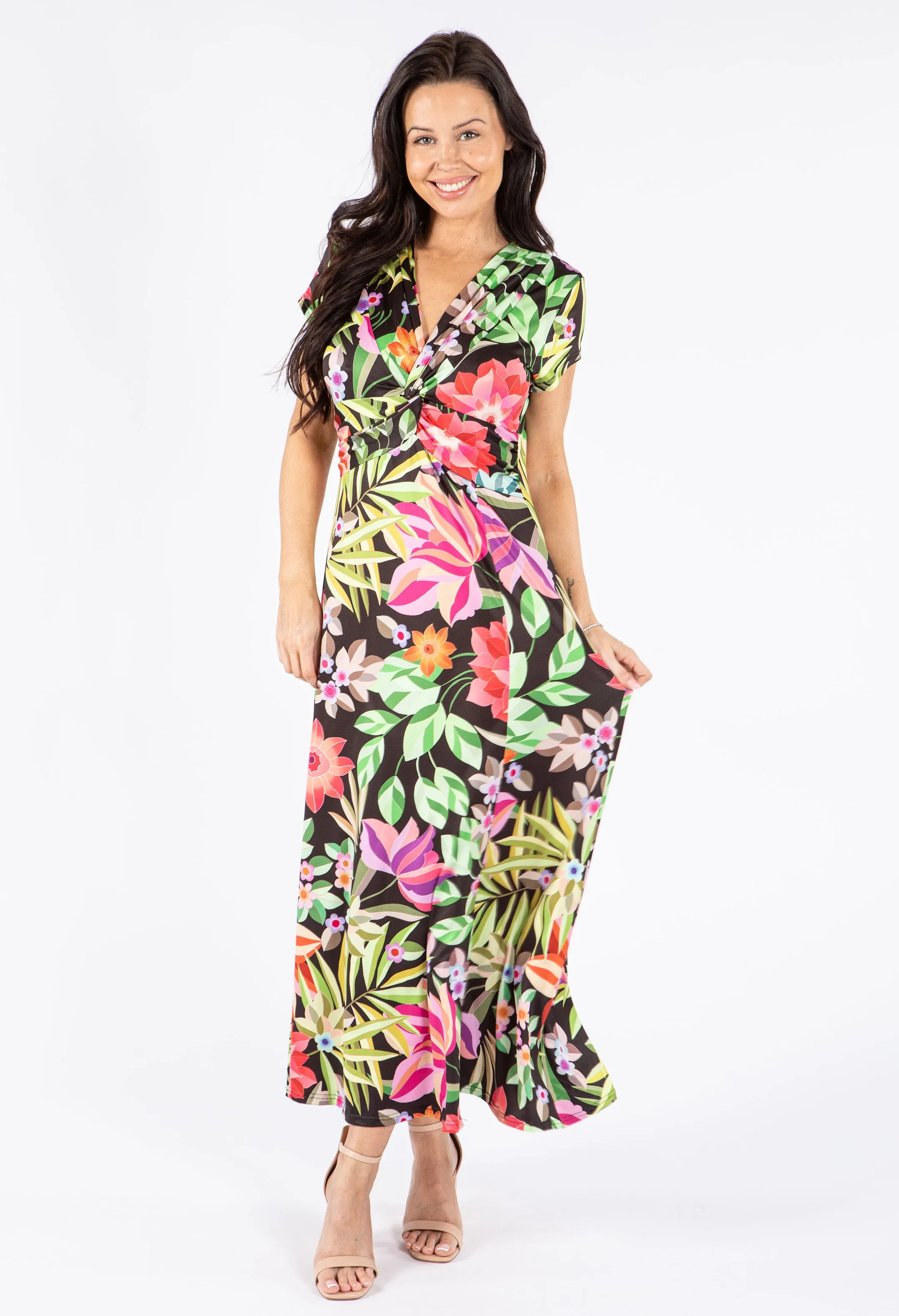 Floral Print Front Knot Dress