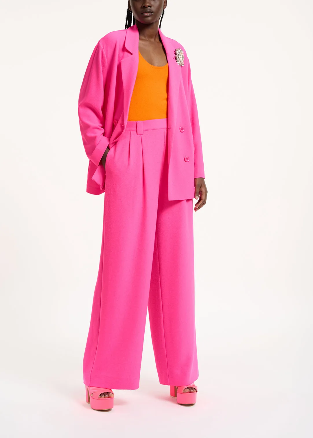 Fuchsia double-breasted blazer