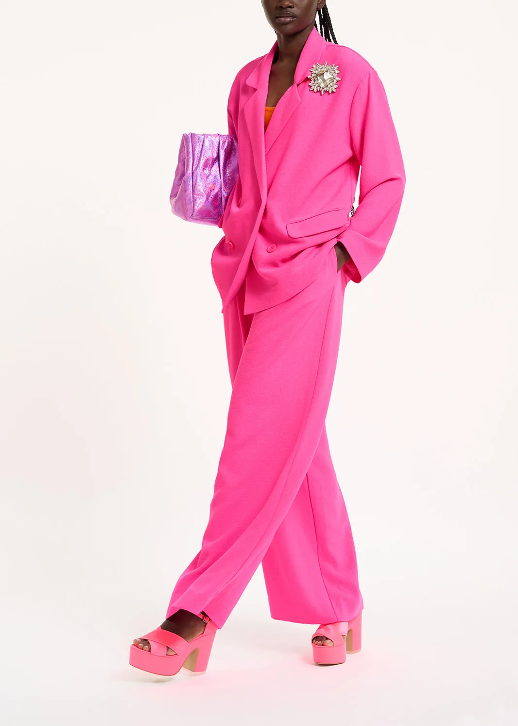 Fuchsia double-breasted blazer