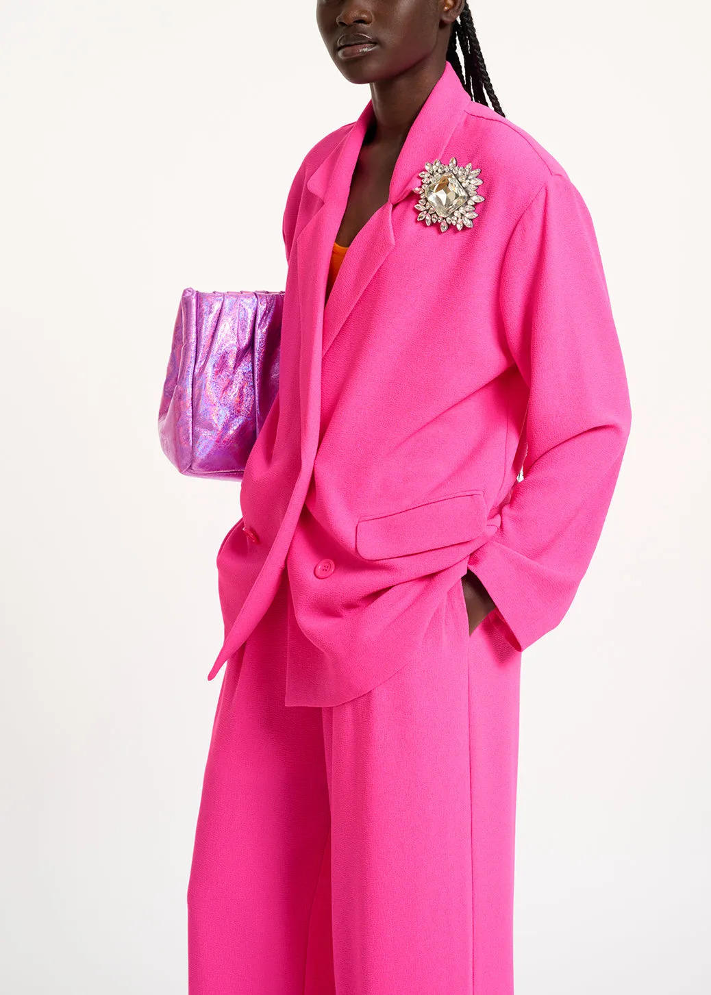 Fuchsia double-breasted blazer