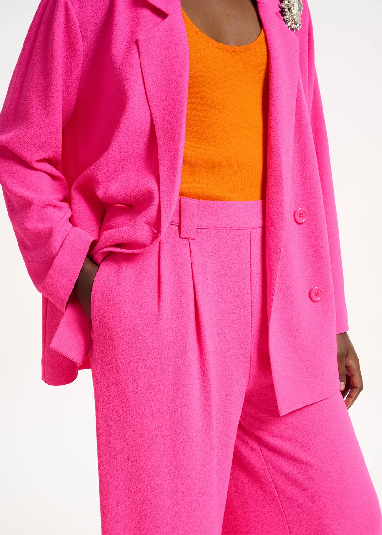 Fuchsia double-breasted blazer