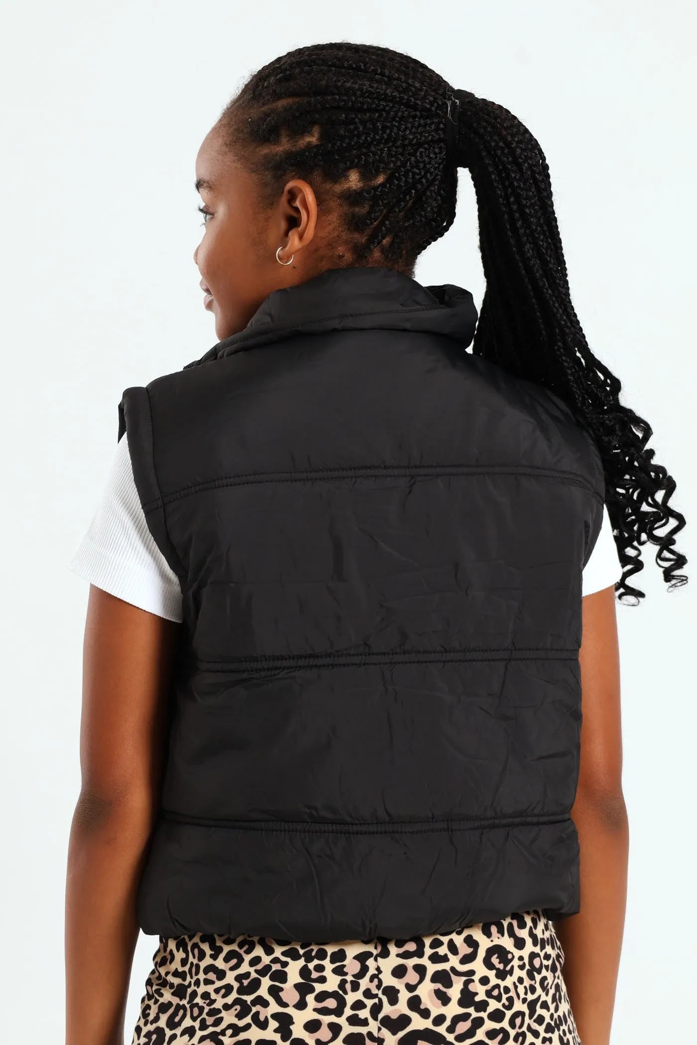 Girls Gillet Puffer Jacket - Black