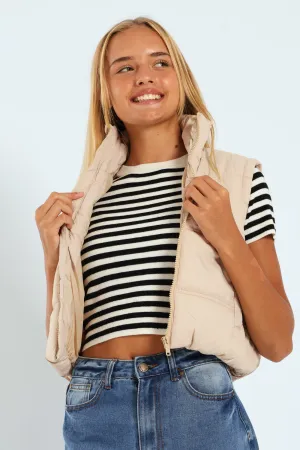 Girls Gillet Puffer Jacket - Stone