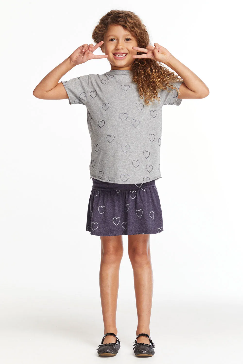 Glitter Hearts Girls Peplum Skirt