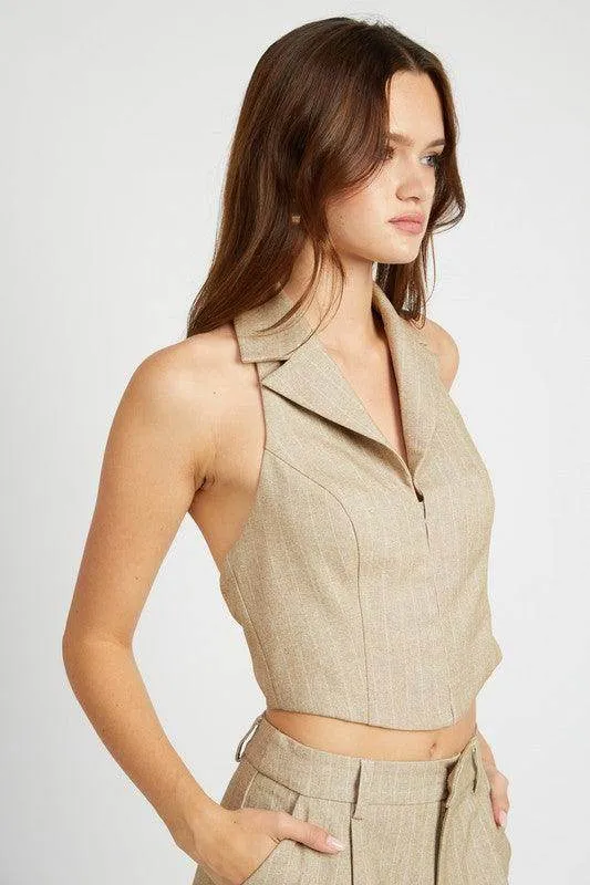 Halter Neck Top with Open Back